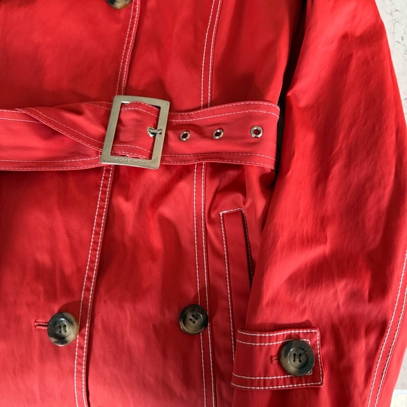 Michael Kors Bold Scarlet Double-Breasted Weather Resistant Trench with Belt - Picture 8 of 14